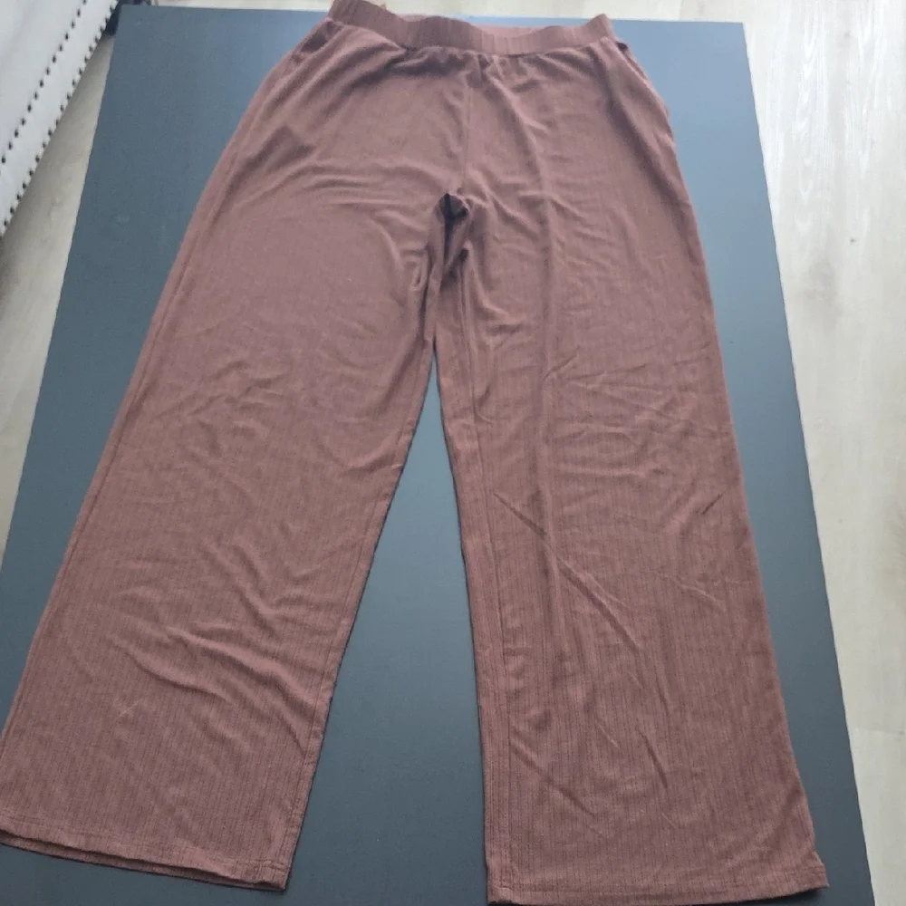 Veiled Collection Hannah Ribbed Tunic & Pants Matching Set - Brown Size L